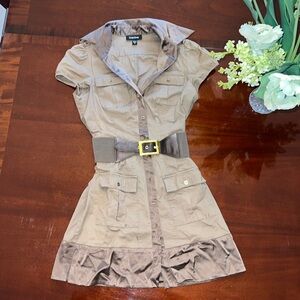 Bebe Military Green Mini Dress With Belt